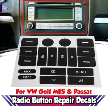 Yeni Varış MK5 Radyo Düğmesi Onarım Sticker Çıkartmaları Araba FM Radyo Düğmesi VW Golf MK5 ve Passat