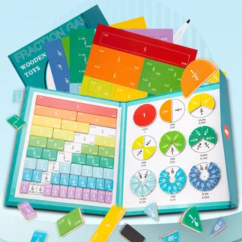 Yeni Çocuk Manyetik Kitap Montessori Matematik Oyuncak Ahşap Kesir Kitap Seti Cemaat öğretim Yardımcıları Aritmetik Öğrenme eğitici oyuncak