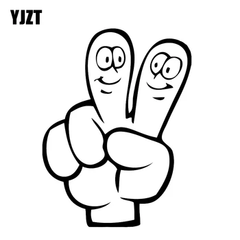 YJZT 11.3 * 15.1 CM Barış Komik El Baskı Gülen Parmaklar Araba Sticker Vinil Grafik Yüksek Kaliteli Dekorasyon Grafik C12-0151