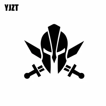 YJZT 12.7 CM*11.4 CM Spartan Savaşçı Molon Etiket Komik Çıkartması Vinil Araba Sticker Siyah / Gümüş C10-01057