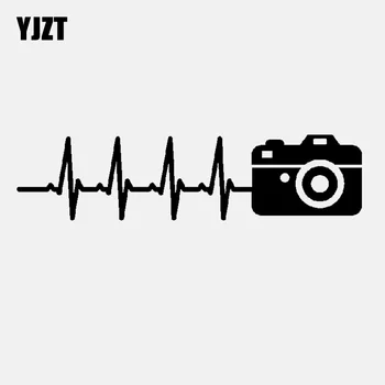 YJZT 15.8 CM * 3.9 CM Fotoğraf Darbe Kalp Atışı Sticker Kamera Vinil Siyah / Gümüş Araba Sticker C22-0870