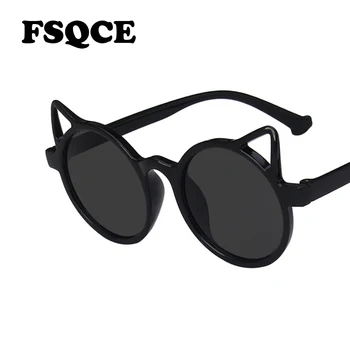 Yuvarlak güneş Gözlüğü Kızlar Çocuklar Kedi Kulak Güneş Gözlük Güzel Cateye Çocuk Bebek Gözlük Degrade Gözlük Moda Çocuklar UV400 FSQCE 