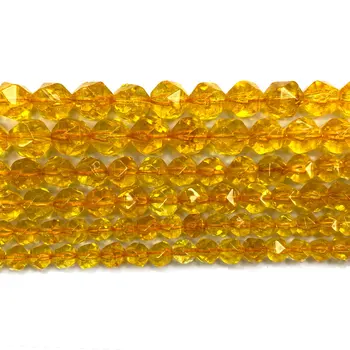 YWROLE Doğal Faceted Yuvarlak Taş Boncuk Sarı Cirtrines Takı Yapımı için DIY Kadınlar Bilezik Kolye Charms 6/8/10mm 15