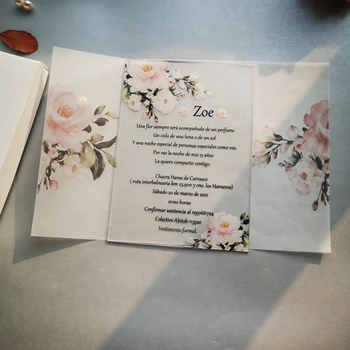 Yüksek Kaliteli UV Printing10pcs Şeffaf Akrilik Kart Baskılı Kutu İle Özel Akrilik Düğün Davetiyesi Kartı Leke Kumaş