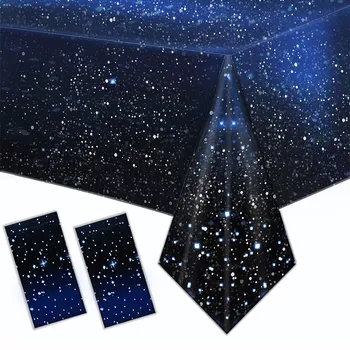 Yıldızlı Gece Parti Malzemeleri Uzay Masa Örtüsü Tek Kullanımlık Plastik Galaxy Masa Örtüsü Uzay Yıldız Doğum Günü Festivali Dekorasyon