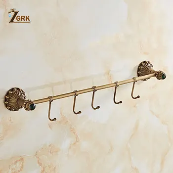 ZGRK 1 Adet 5 Kanca Duvara Monte Pirinç Banyo Tek Fırçalanmış Havlu Çubukları Askısı Mutfak Tutucu Enayi Askı Malzemeleri Banyo 9010