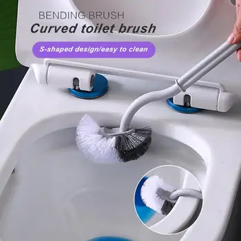 Çift Taraflı Tuvalet Fırçası Köşe Temizleme Kavisli Temizleme Fırçası Çıkmaz Ev Tuvalet Fırçası Banyo Aksesuarları