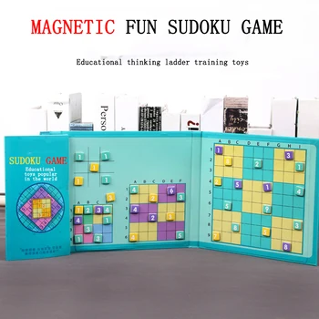 Çocuk dijital oyun satranç dokuz kare kafes Sudoku bulmaca manyetik dolu dijital ahşap bulmaca çocuk oyuncakları
