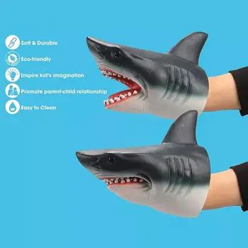 Çocuk Gerçekçi Köpekbalığı kukla Yumuşak Plastik Çocuklar Hayvan Kukla Hediyeler Kafa Ücretsiz Deformasyon Ağız Oyuncaklar Oyuncaklar Eldiven F Q5Q2